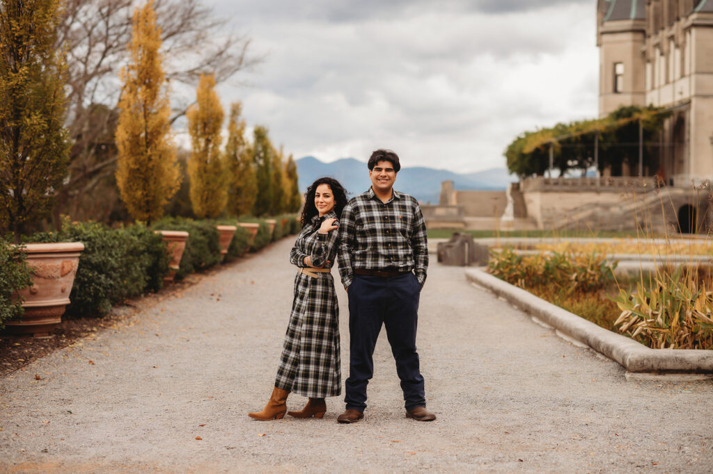 Mother & Son pose for Family Photos at Biltmore Estate in Asheville, NC.