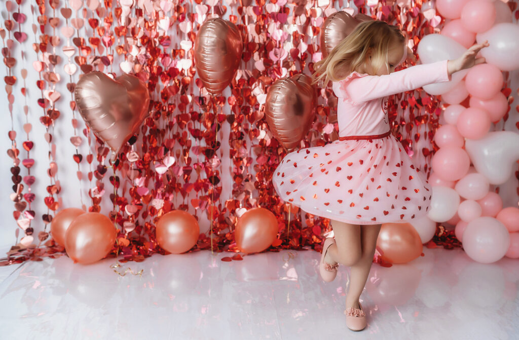 Little girls pose for Valentine's Mini Session at Asheville NC Photography Studio.