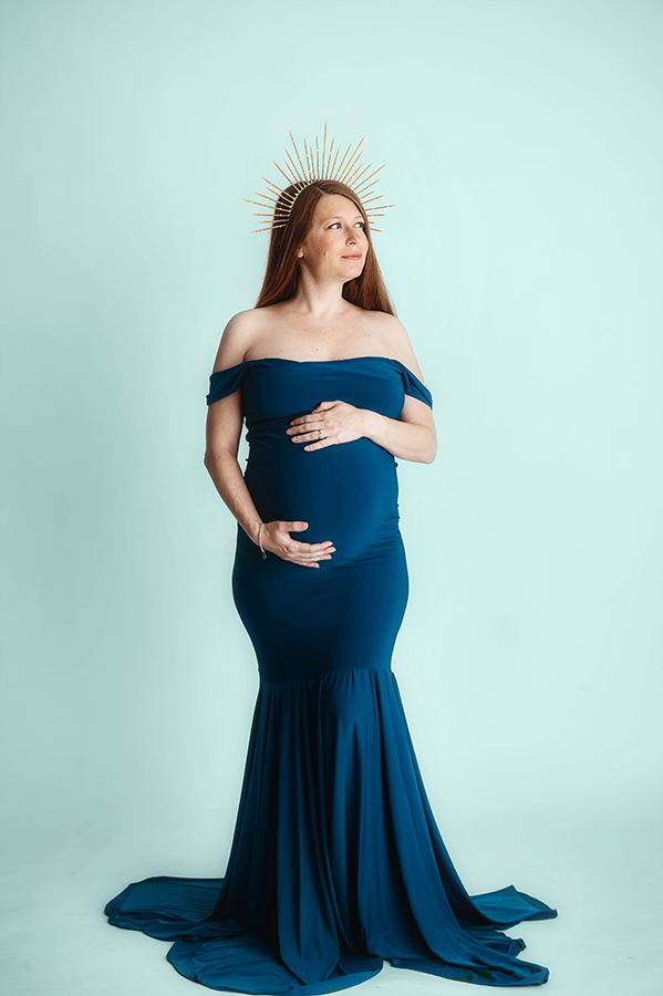 Expectant mother poses for Maternity Portraits at Asheville, NC Maternity Photography Studio.
