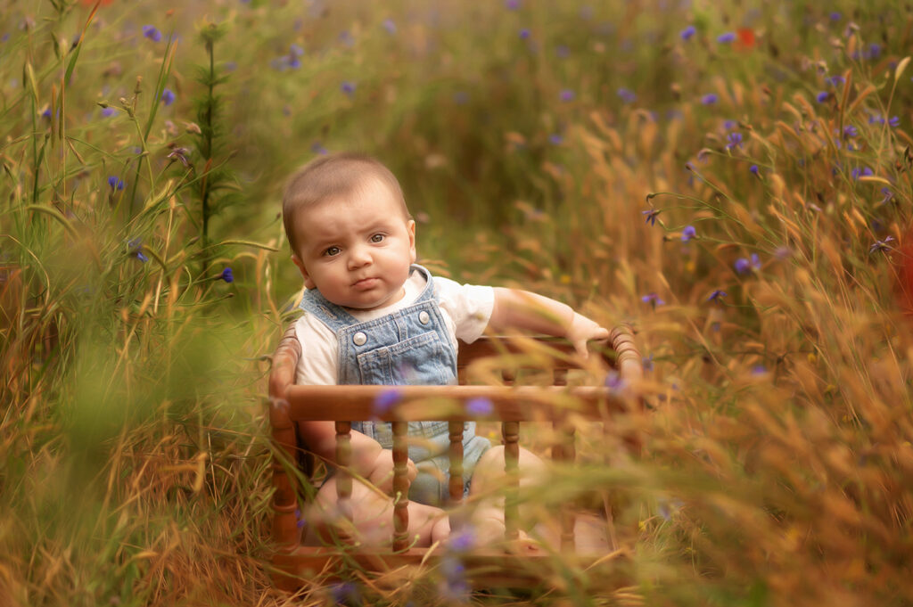 Motherhood Photoshoot shot I a wildflower field in Asheville, NC.