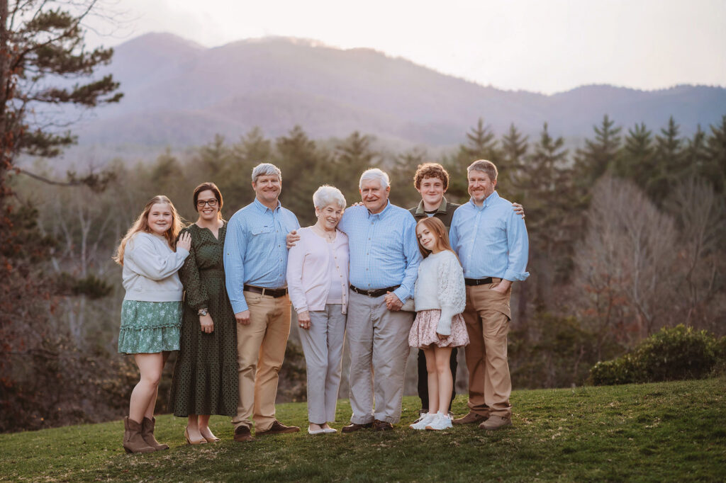 Multi-Generational Portrait during Extended Family Photoshoot at the NC Arboretum in Asheville, NC. 