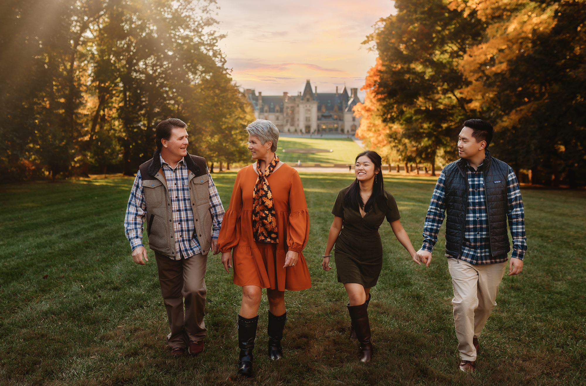 Family walks together during their Biltmore Estate Family Photos.