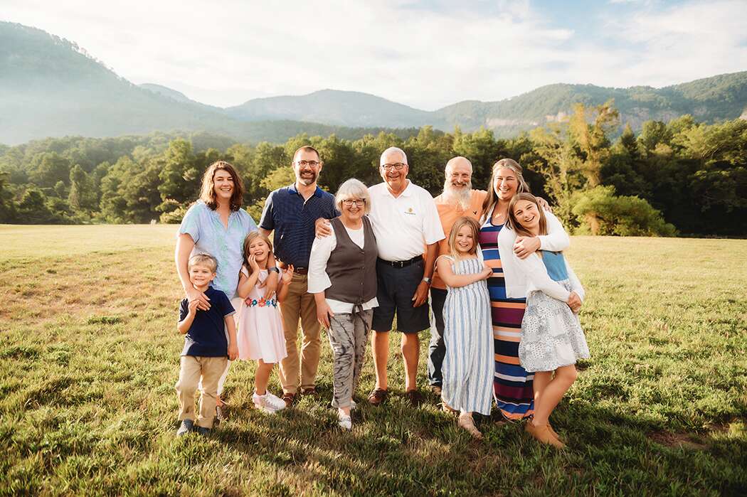 Family Poses for Portraits with Asheville Family Photographer.