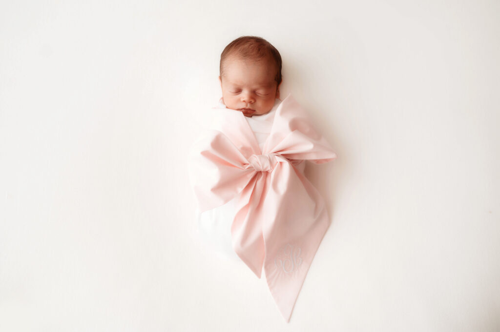 Baby Photographer in Asheville, NC poses infant for Newborn Photos. 