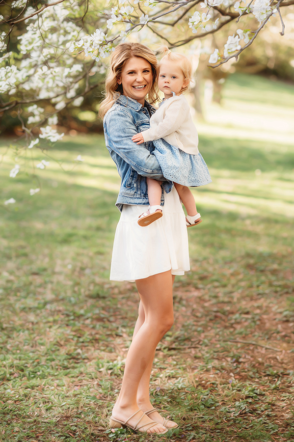 Mom embraces her baby during a Spring Photoshoot in Ashville, NC.