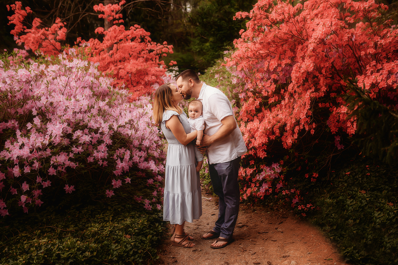 Family poses for a Spring Photoshoot at Biltmore Estate in Asheville, NC.