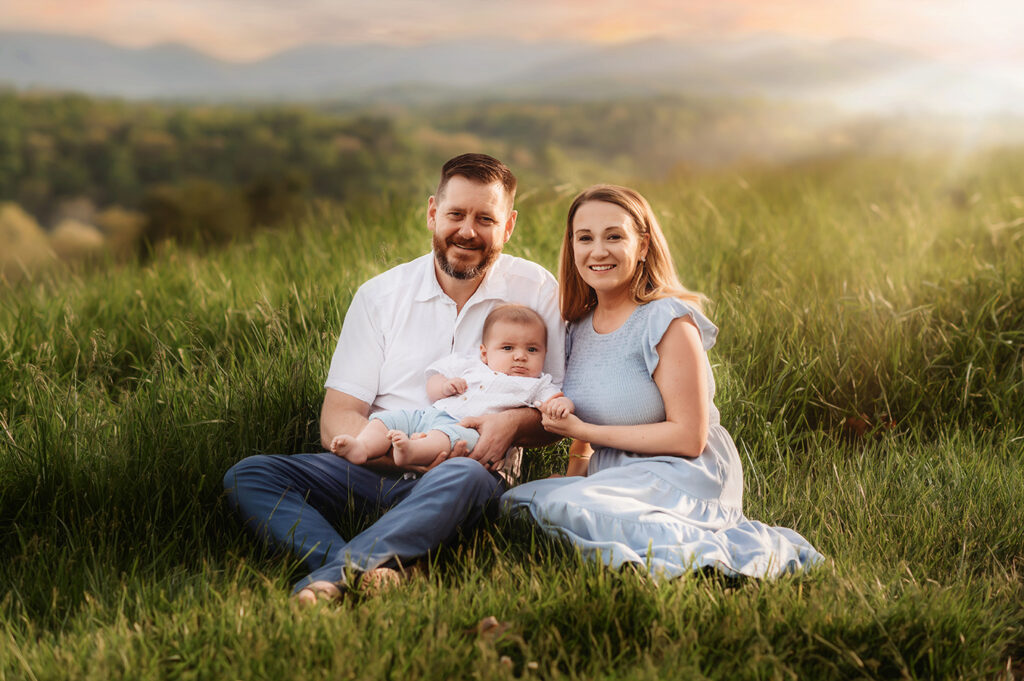 Family poses for a Photoshoot in Asheville, NC.