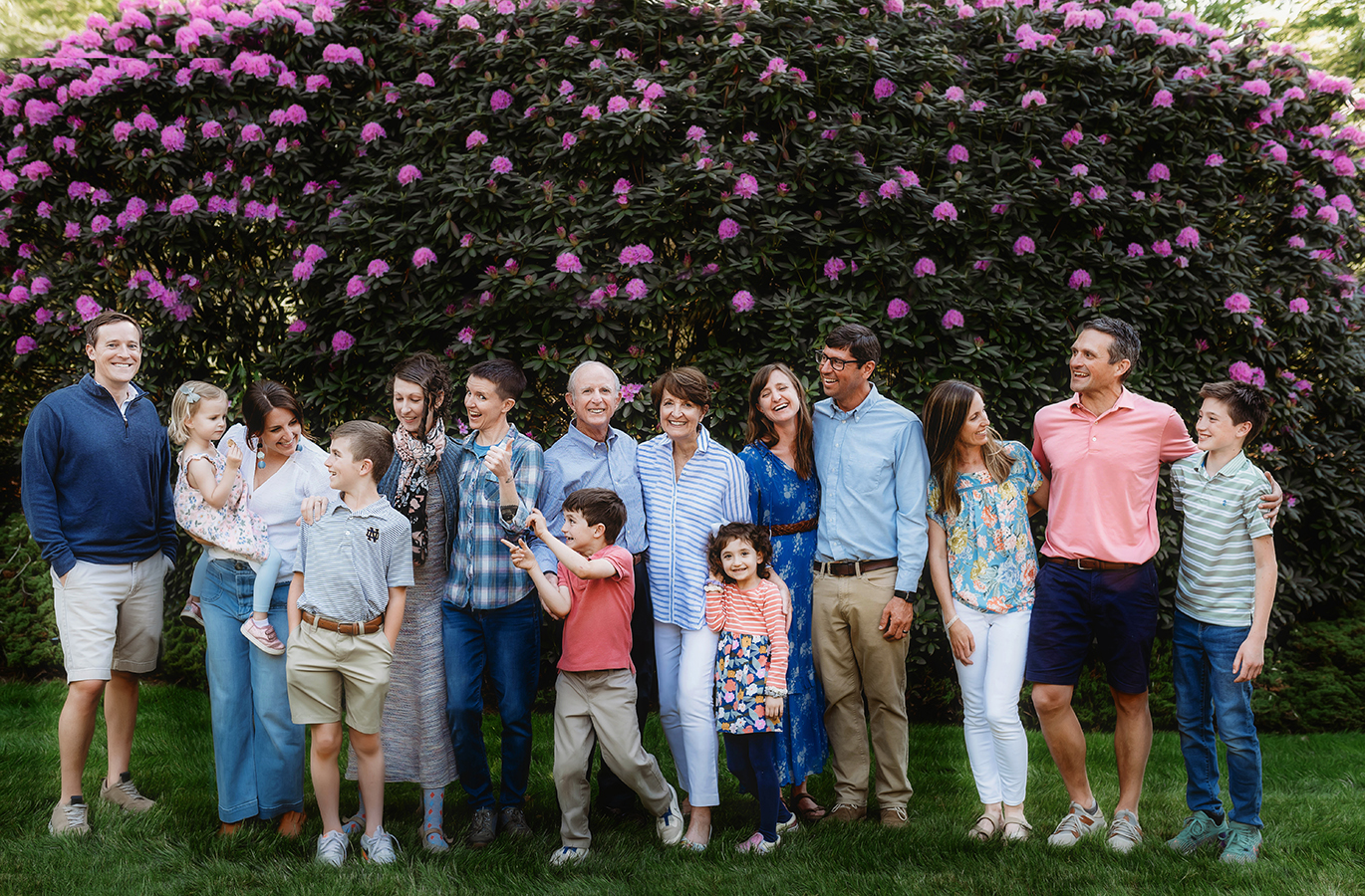 Extended Family poses for Family Photos during their Family Reunion Photography Session in Asheville, NC.
