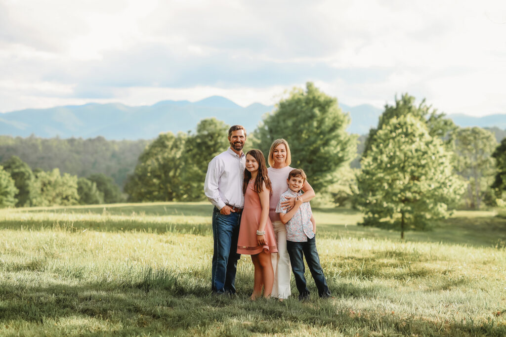 Family poses together during Family Photoshoot at Biltmore Estate in Asheville, NC. 