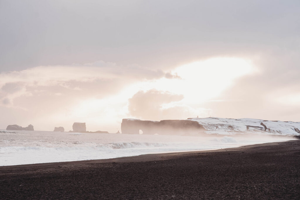 Landscape Photo of Black Sand Beach in Iceland.