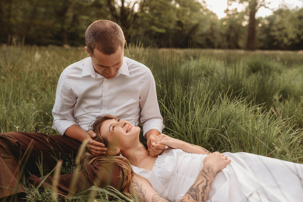 Newly Engaged Couple poses for Biltmore Estate Engagement Photos with Asheville Portrait Company in Asheville, NC