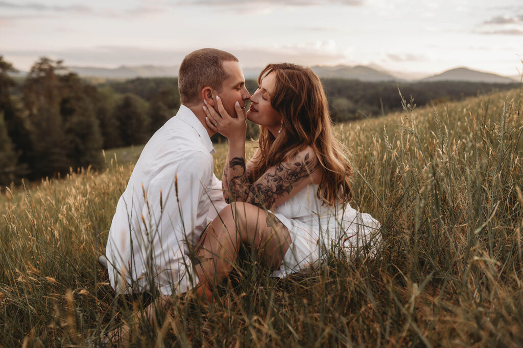 Newly Engaged Couple poses for Biltmore Estate Engagement Photos with Asheville Portrait Company in Asheville, NC